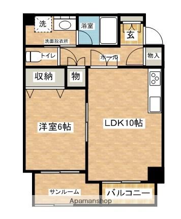 ビュープラザ平城(1LDK/4階)の間取り写真