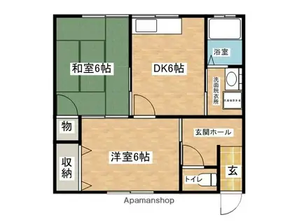 サングレアⅡ(2DK/1階)の間取り写真