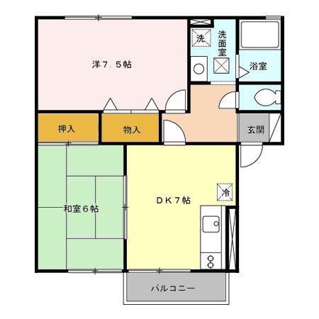 セジュール大住Ⅰ(2DK/1階)の間取り写真