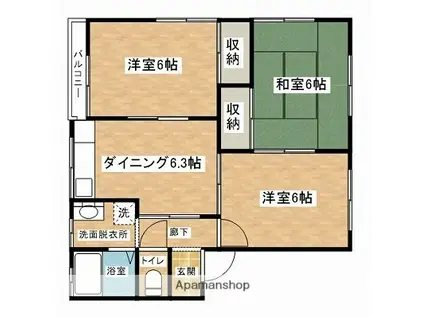 シティウィズ(3DK/1階)の間取り写真