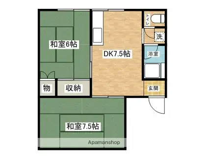 コーポフジイⅡ(2DK/1階)の間取り写真