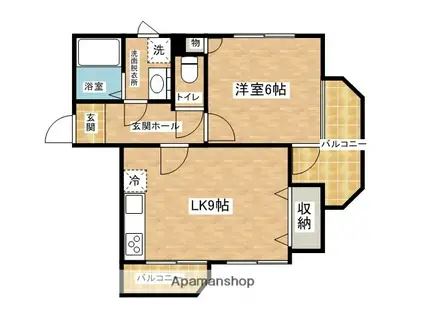 ヒルサイド大石(1LDK/3階)の間取り写真