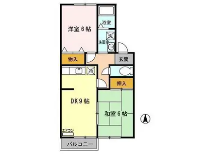 カーサ向山(2DK/1階)の間取り写真