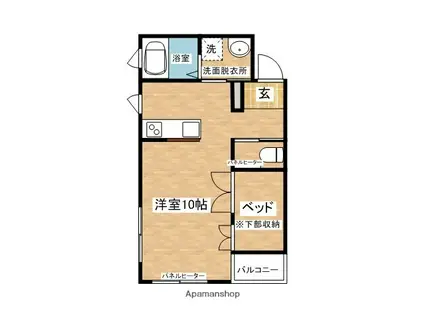 サン・ジェードⅢ(ワンルーム/2階)の間取り写真