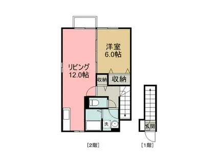 グランモアKYOEI A(1LDK/2階)の間取り写真
