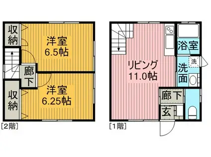 奥羽本線 大曲駅(秋田) 徒歩12分 2階建 築16年(2LDK)の間取り写真