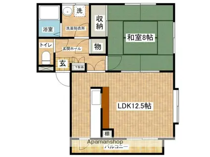 セゾンK(1LDK/1階)の間取り写真