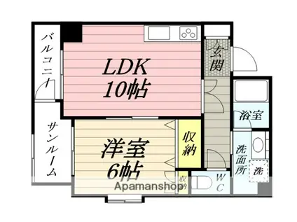 ビュープラザ平城(1LDK/1階)の間取り写真