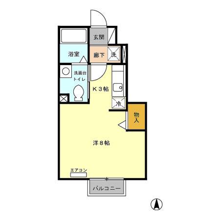 ラスティックⅢ(1K/1階)の間取り写真