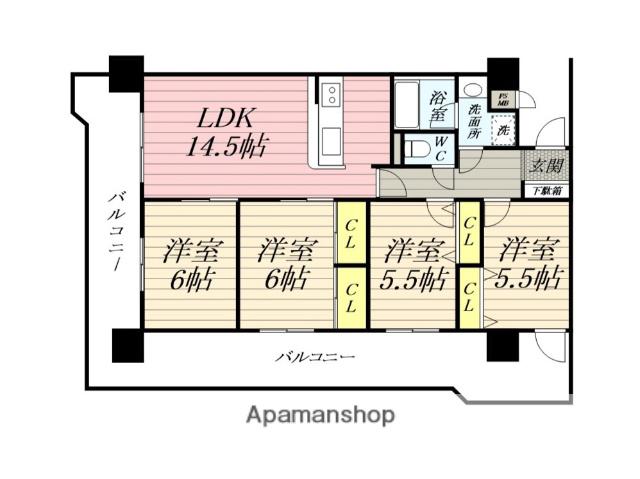 スカイレジデンシア山王(4LDK/7階)の間取り写真