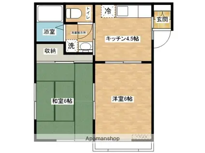 コンフォート日の出(2DK/2階)の間取り写真