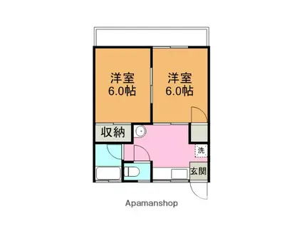 ヤハタビル(2K/2階)の間取り写真