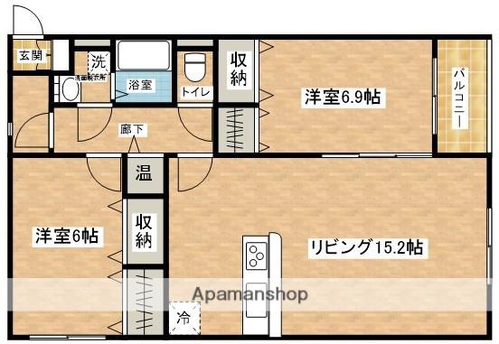 ヴューコート石弥(2LDK/4階)の間取り写真