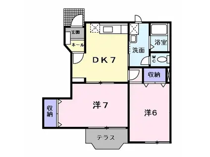 プレサンセット(2DK/1階)の間取り写真