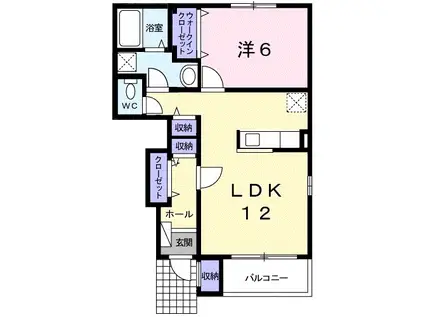 レジーナB(1LDK/1階)の間取り写真