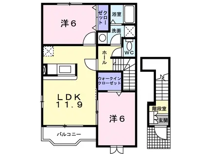 サチアルカテー(2LDK/2階)の間取り写真