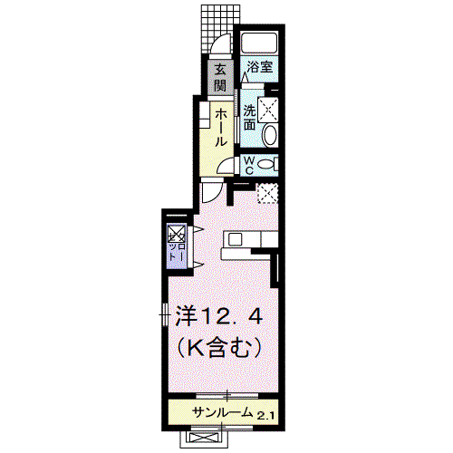 シャルマンハイツⅡ(ワンルーム/1階)の間取り写真