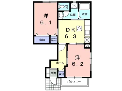 スピアン(2DK/1階)の間取り写真