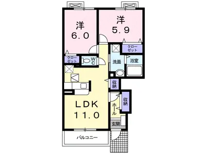 クリアネスC(2LDK/1階)の間取り写真