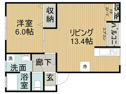 ハイライフ赤坂(1LDK/2階)の間取り写真