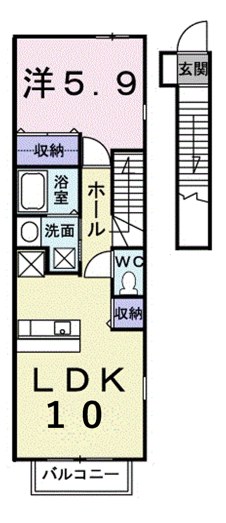 ビエント紫風Ⅳ(1LDK/2階)の間取り写真