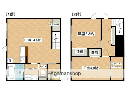 ヴェルナルドⅡ(2LDK/1階)の間取り写真