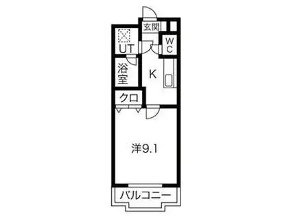 グランヴォワリエ(1K/1階)の間取り写真