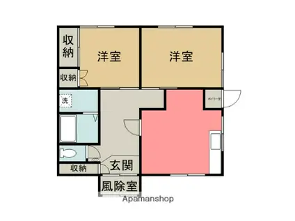 羽越本線 羽後本荘駅 徒歩13分 1階建 築49年(2DK)の間取り写真