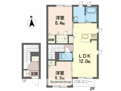 クオリスタ大学病院前(2LDK/2階)の間取り写真
