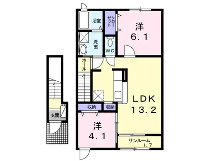 ウエスト・ネオ(2LDK/2階)の間取り写真