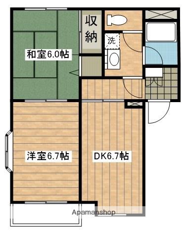 サンフィールズ(2DK/2階)の間取り写真