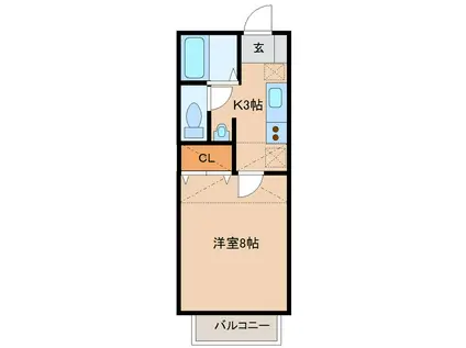 ガルテン山王 伍番館(1K/2階)の間取り写真