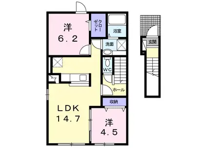 フレスクーラカーサB(2LDK/2階)の間取り写真