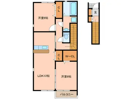 ボヌール七ヶ浜(2LDK/2階)の間取り写真