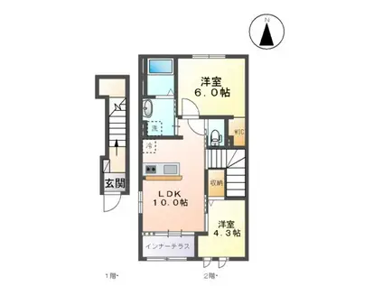 オーキッドガーデン(2LDK/2階)の間取り写真