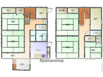 奥羽本線 十文字駅 徒歩19分 2階建 築44年(5DK)の間取り写真
