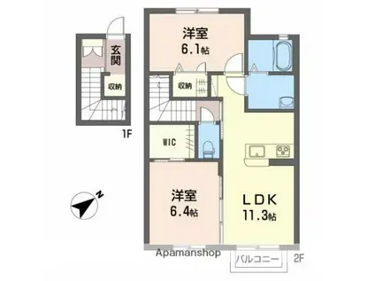 シャーメゾン港北(2LDK/2階)の間取り写真