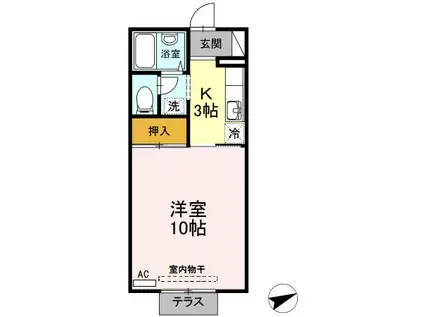 セジュール 旭川(1K/1階)の間取り写真