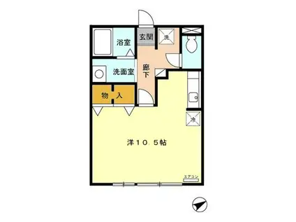 ビーグラード(ワンルーム/2階)の間取り写真