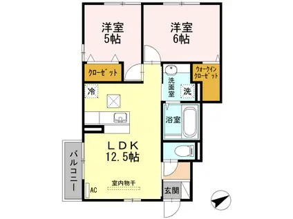 クローバーヒルズ A(2LDK/1階)の間取り写真