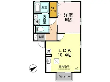 ディアコートE(1LDK/1階)の間取り写真