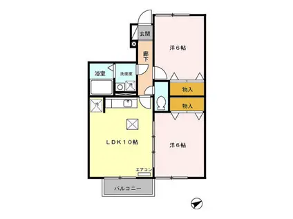 ローズコート K(2LDK/1階)の間取り写真