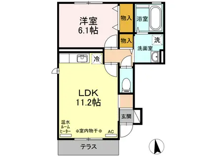 メルヴェーユキャトルセゾンA棟(1LDK/1階)の間取り写真