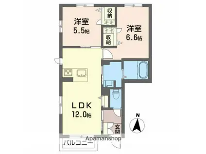 リラフォート富貴(2LDK/1階)の間取り写真