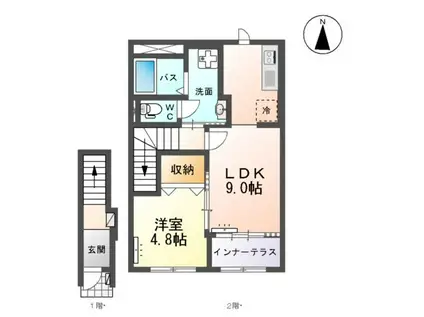 イーストコーポⅡ(1LDK/2階)の間取り写真
