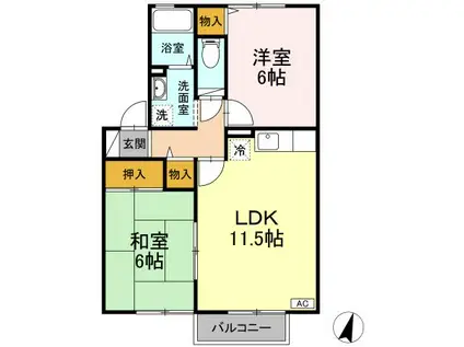 レフィナードYOU(2LDK/1階)の間取り写真