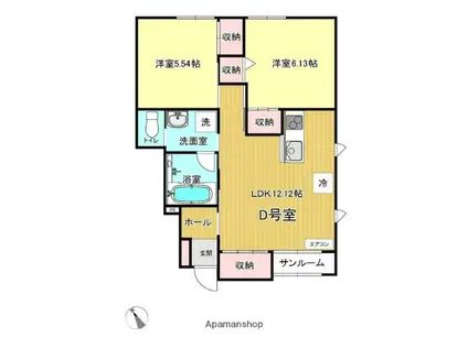 CLAUDIA Ⅰ(2LDK/1階)の間取り写真