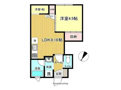 EPISODE C棟(1LDK/1階)の間取り写真