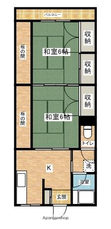 第五ゆりコーポ(2DK/2階)の間取り写真