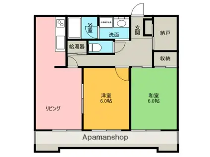 アーク秋田大町(3K/6階)の間取り写真